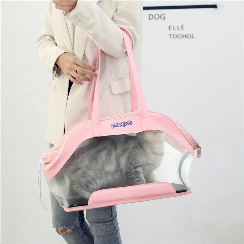 Leather cat carrier bag with 25 litre capacity in solid colour options