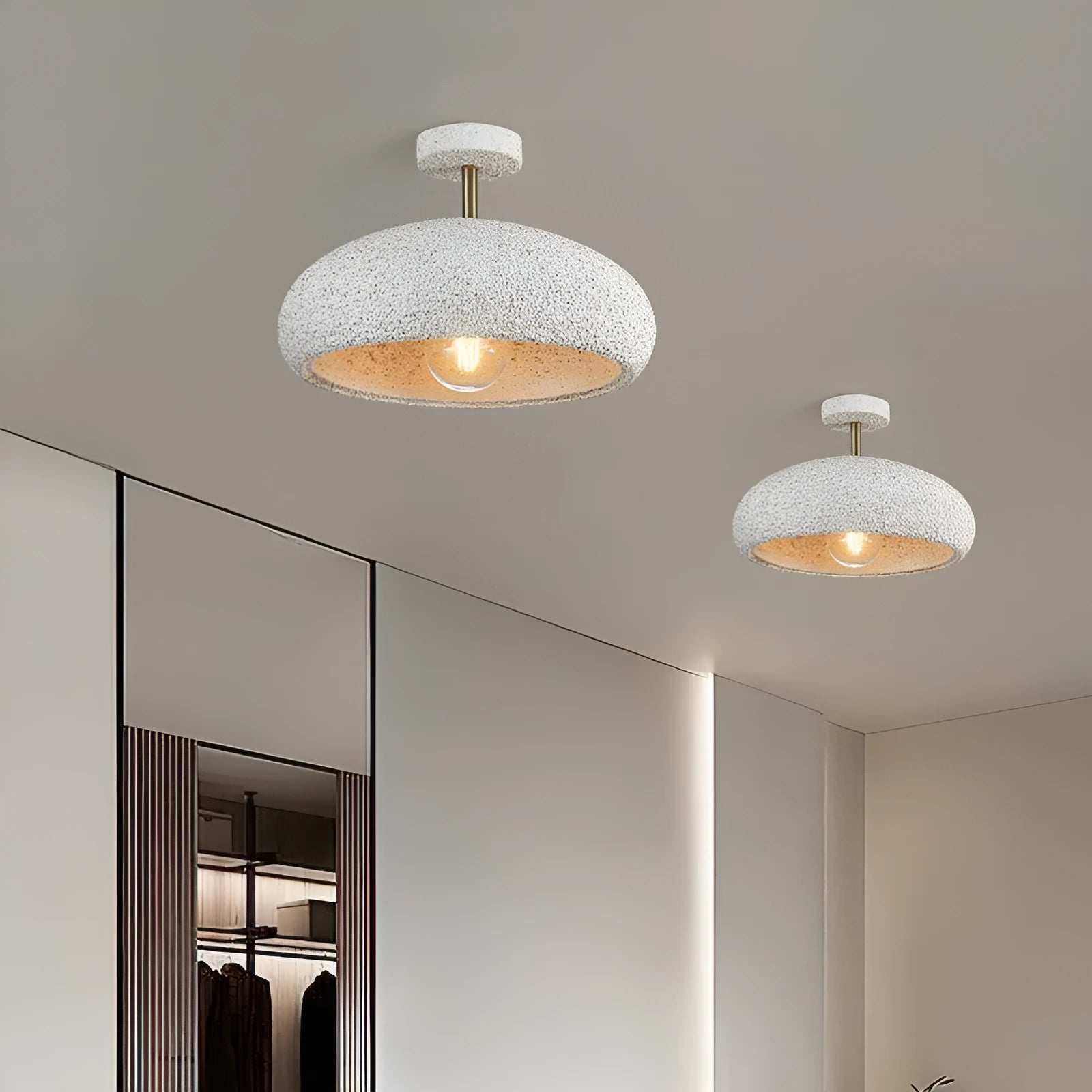 Nordic minimalism balcony light in modern mute style with 35cm plastic shade, Lithosporic White finish