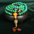 Natural turquoise beaded bracelet with 108 polished 8mm round beads in a national style.