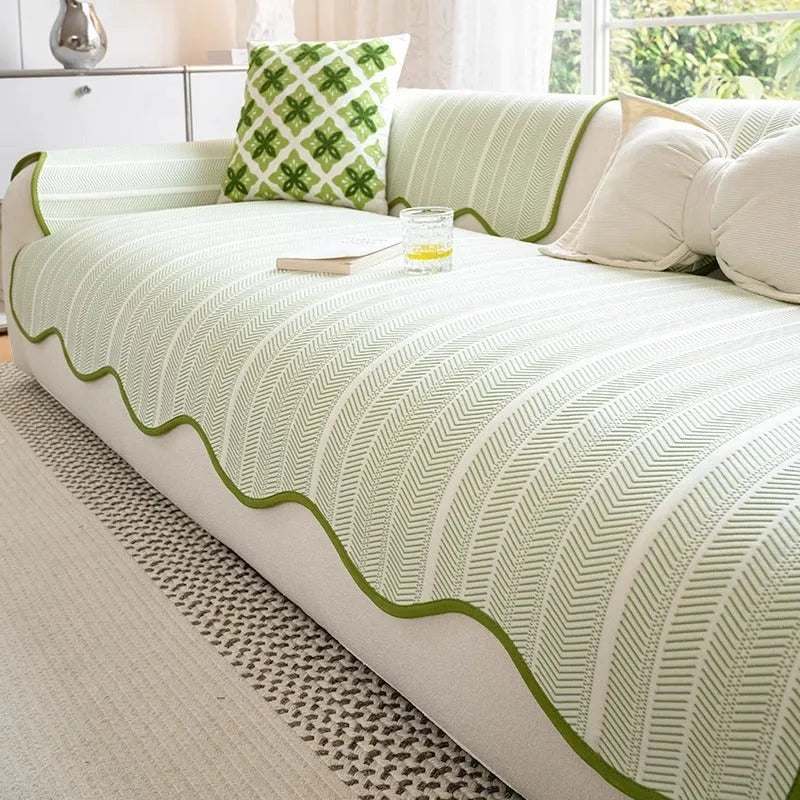 Straight row mat fixed non-slip cushion summer cover in ice silk material showing special pattern design