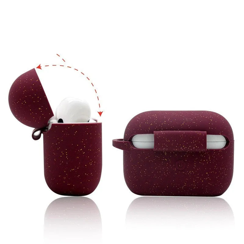 Glitter silicone flip protective cover for AirPods Pro in burgundy colour