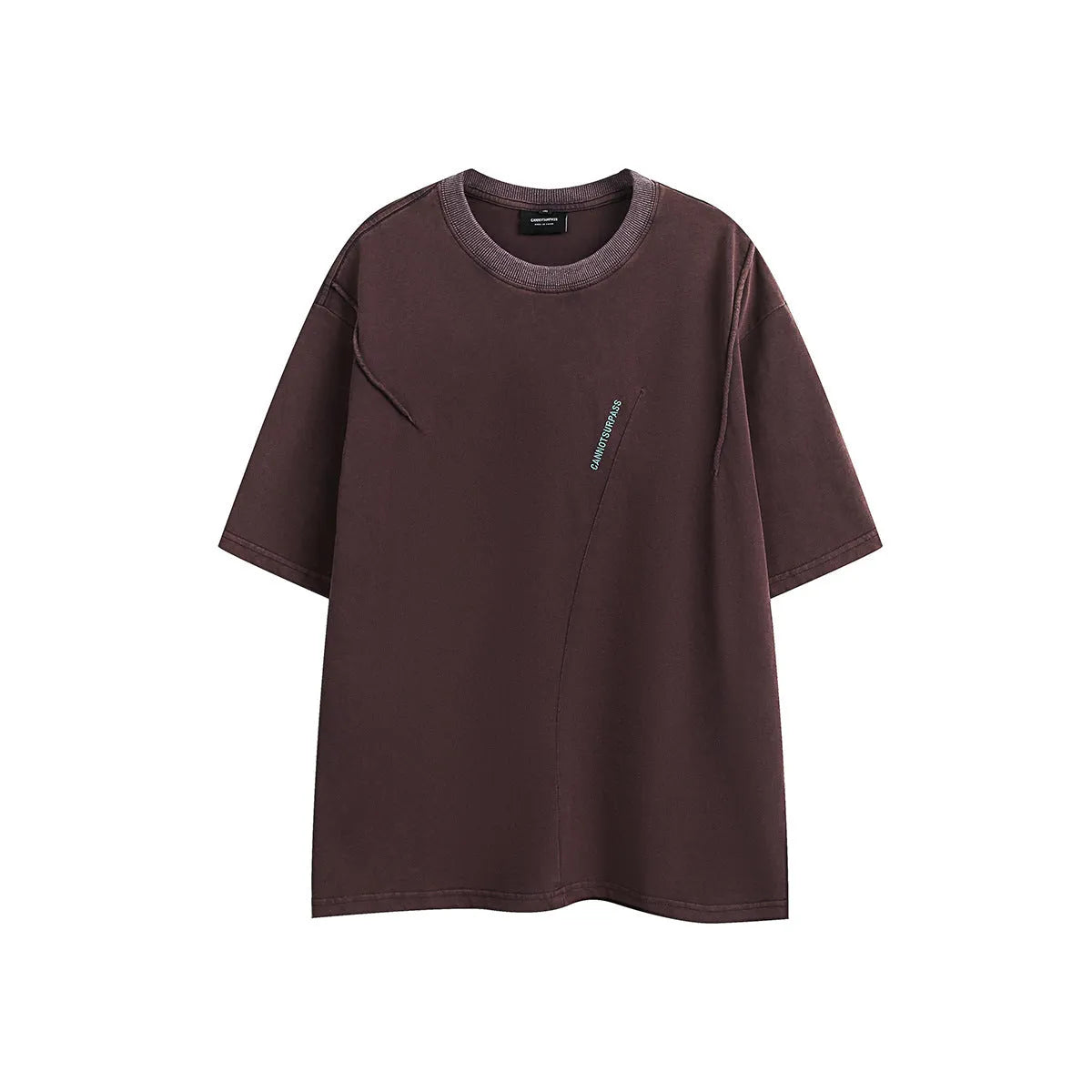 Retro loose fit embroidered t-shirt in washed cotton fabric available in purple or black colours