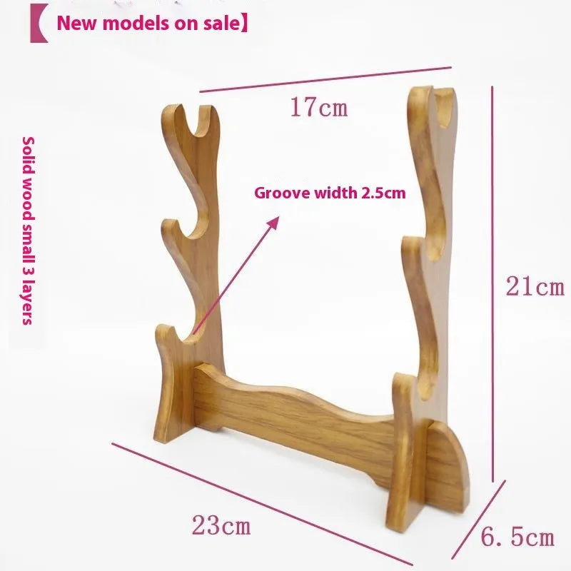 Chinese style wooden wall bracket shelf with multiple display layers