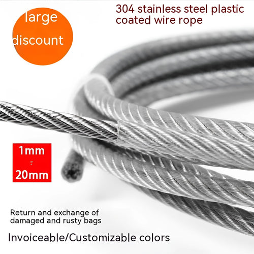Coiled 304 stainless steel multi-strand security wire rope with coated finish