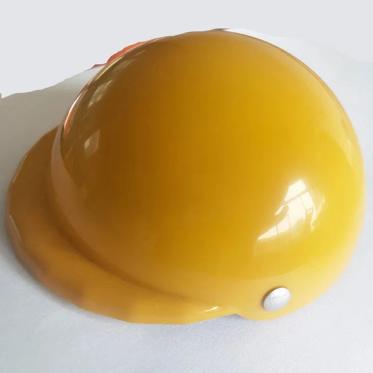 Dog wearing plastic motorcycle cap helmet in Japanese South Korean style, solid colour with paint surface treatment