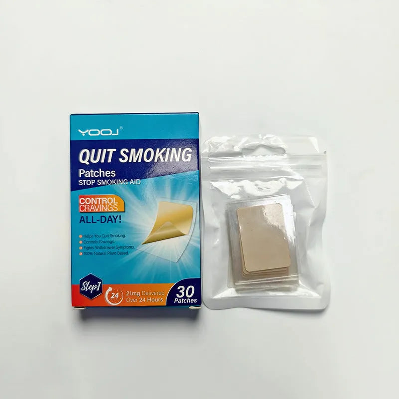 Plant extract nicotine patches in 30-piece box for smoking cessation with herbal formula