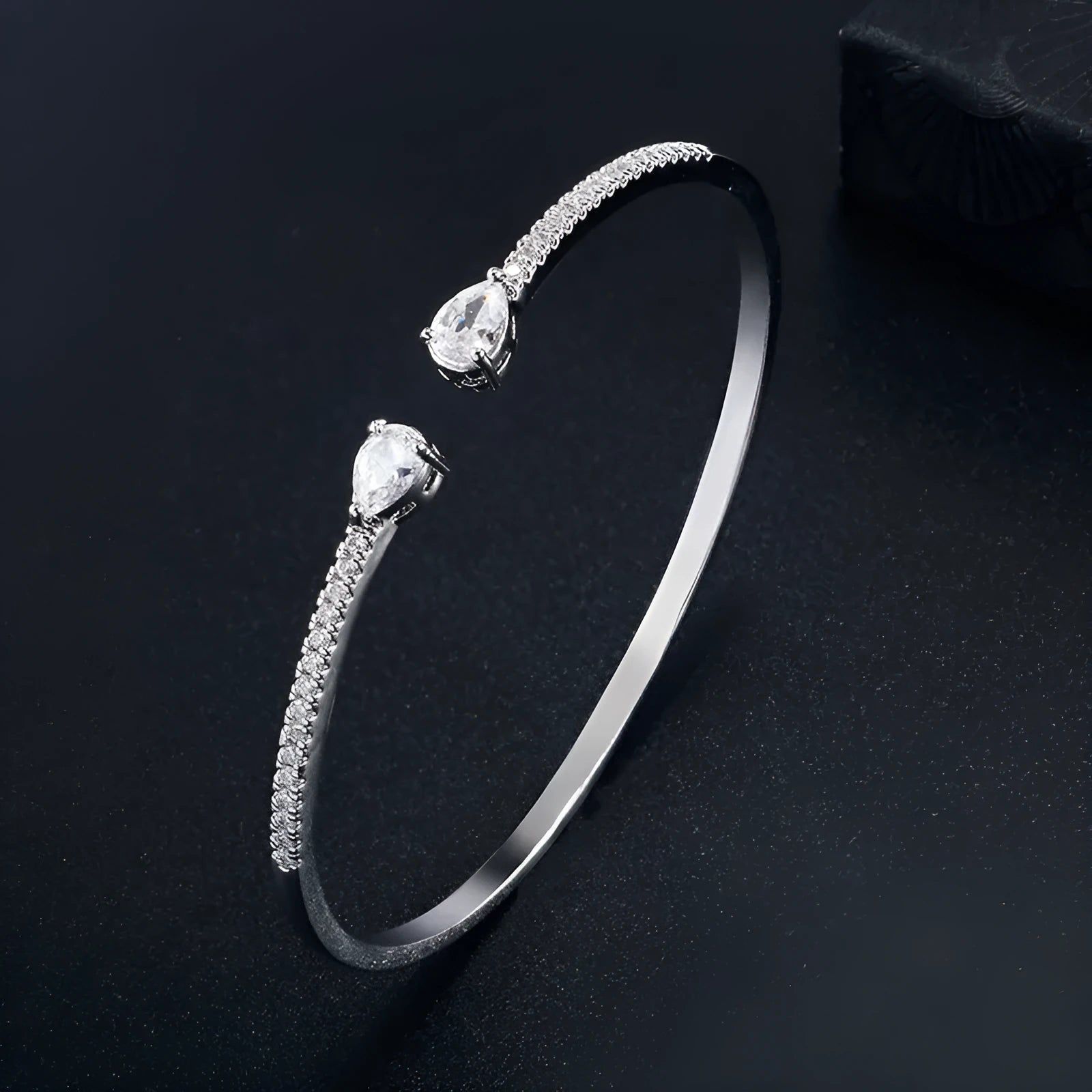 Personalised multi-zircon fashion bracelet on copper band in white and blue colour options