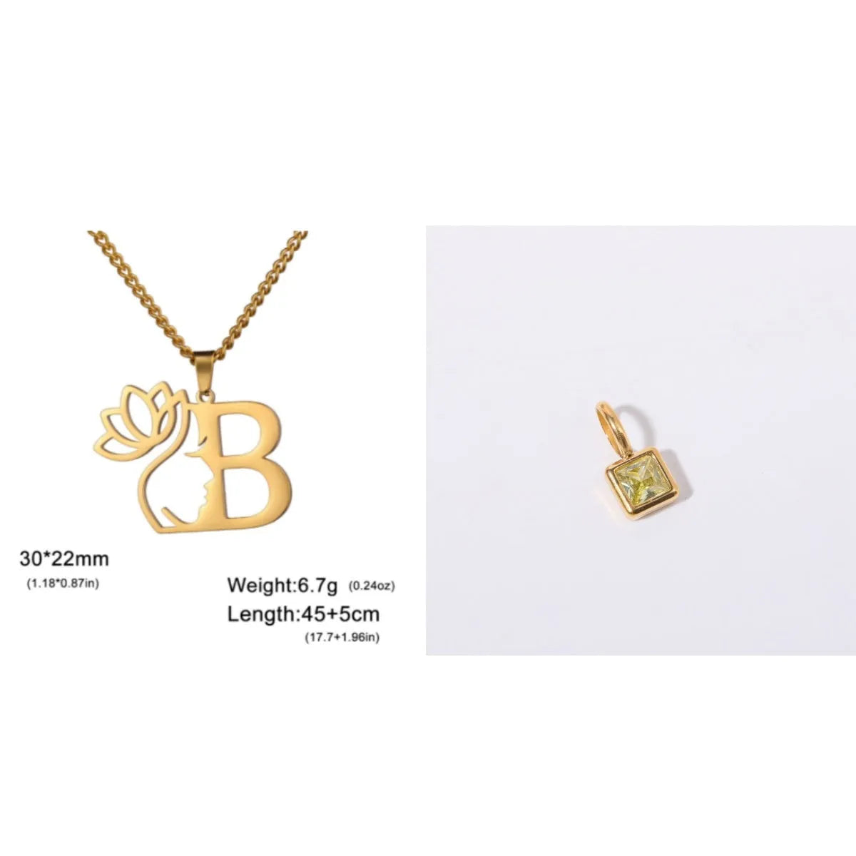 Stainless steel cross chain necklace with pendant in gold or silver electroplated finish