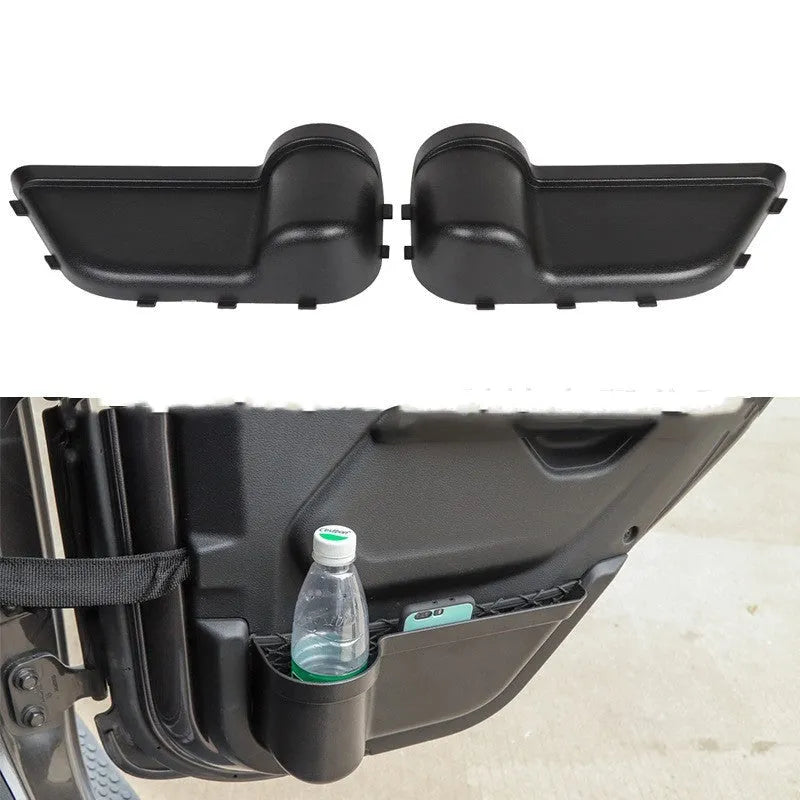 Black ABS plastic door storage box with net pocket for Jeep Wrangler JK and JL models