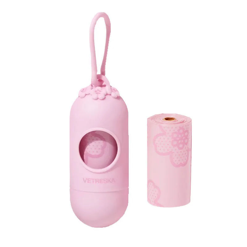 Thickened dog poo bag capsule with scented roll in strawberry, orange or cherry blossom style