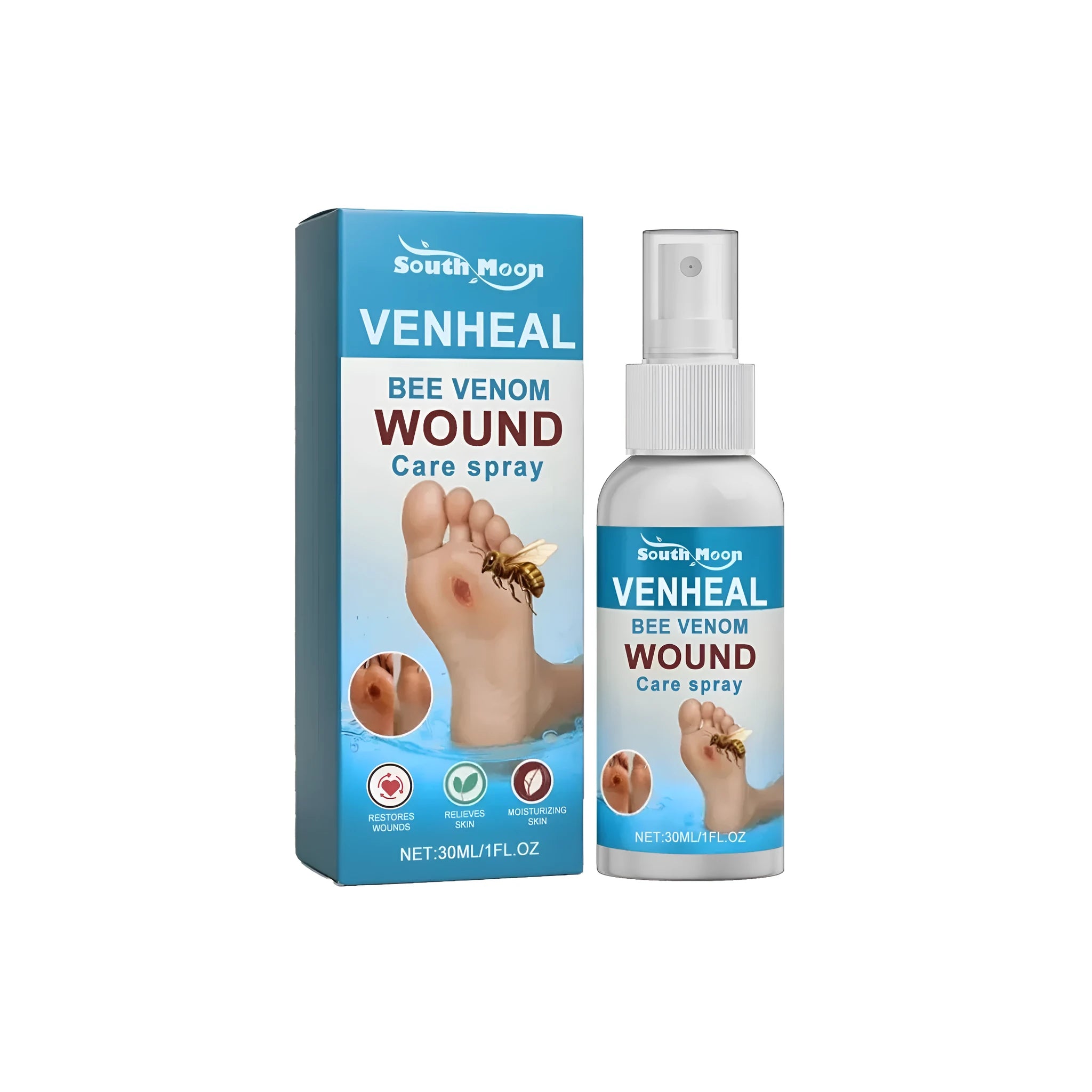 30ml diabetes wound care spray bottle with botanical ingredients including bee venom