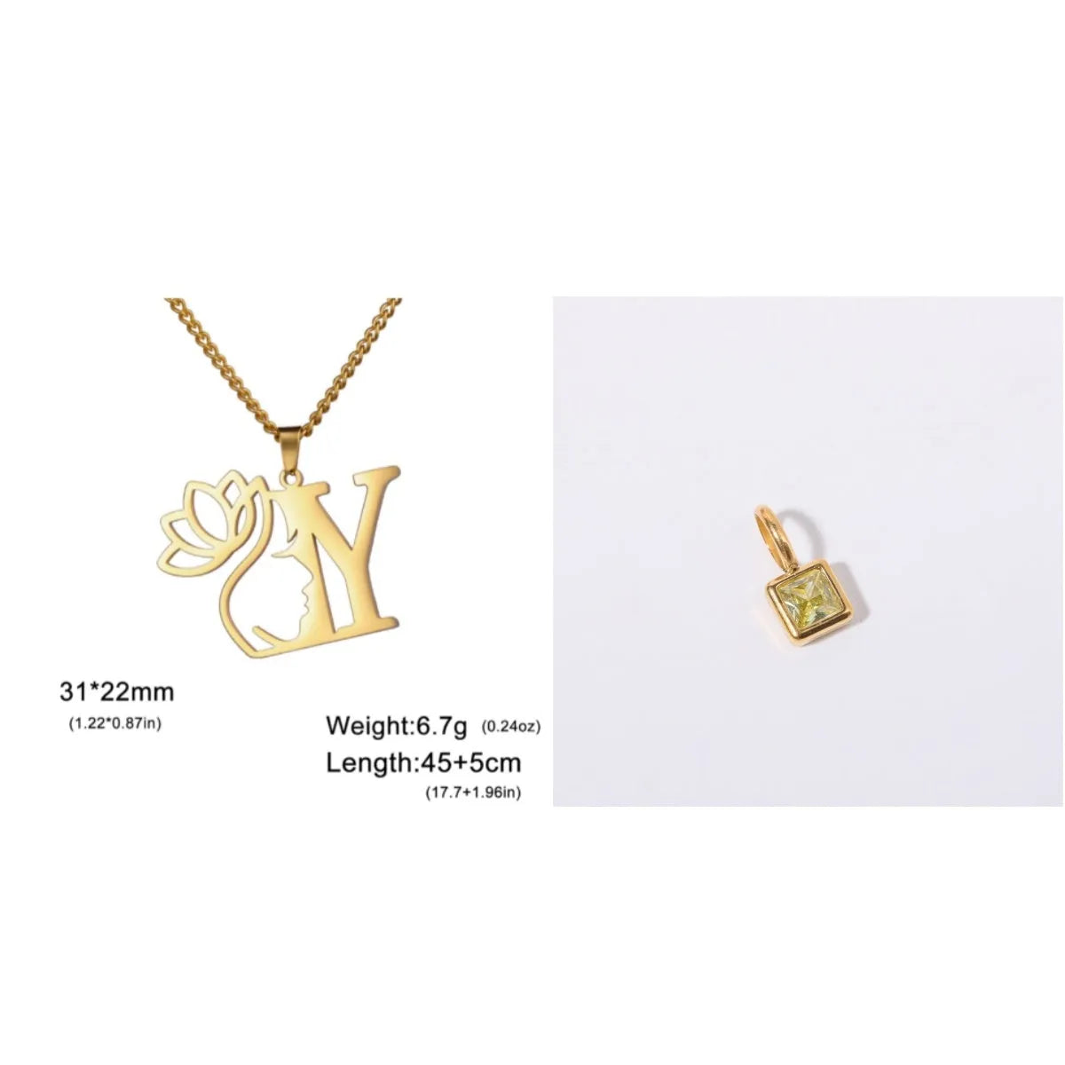 Stainless steel cross chain necklace with pendant in gold or silver electroplated finish