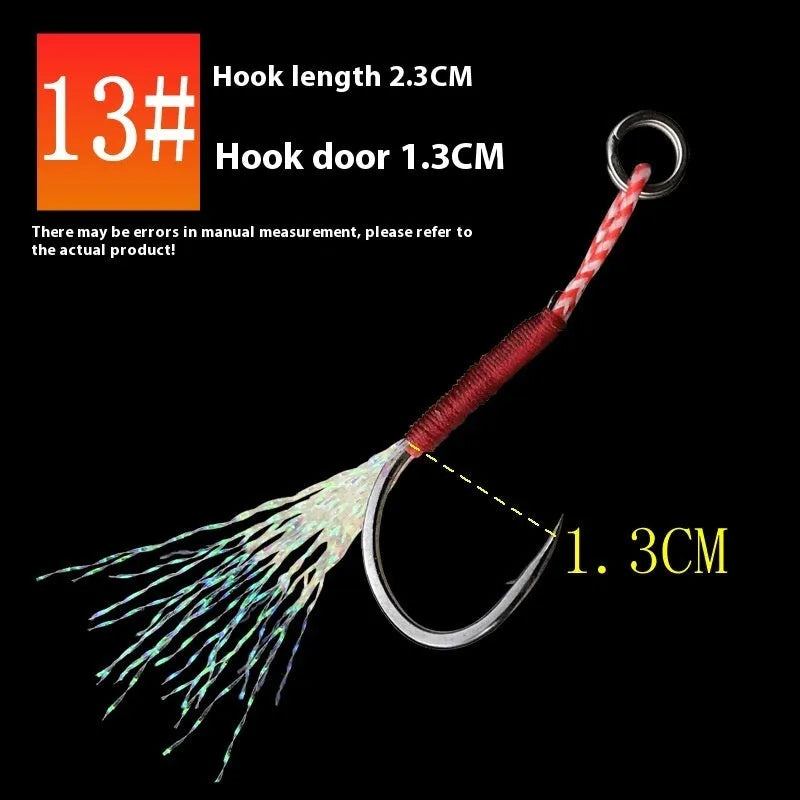 Bright wire iron plate single fishing hook for sea fishing, shown in various sizes from 9 to 14.