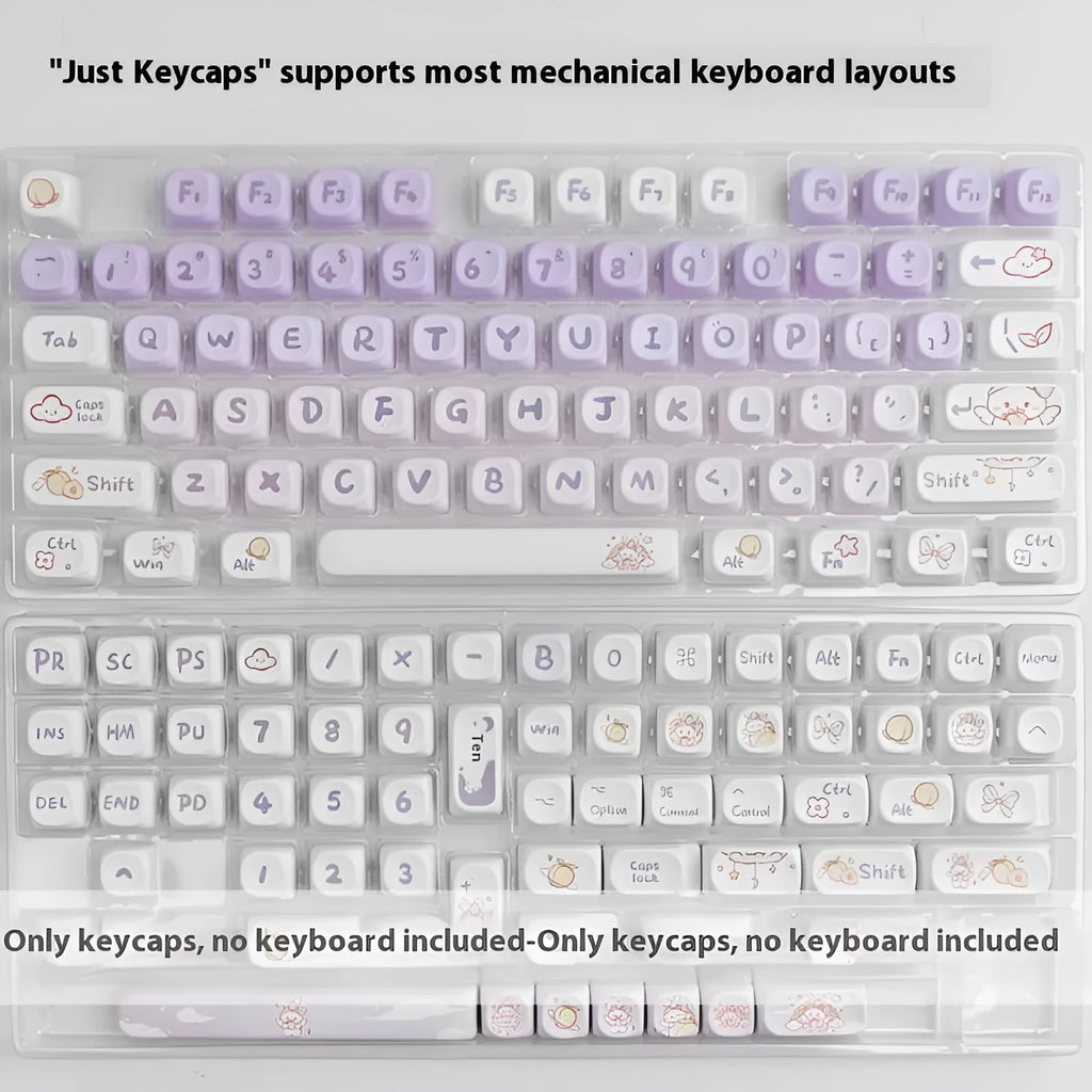 PBT gradient purple rabbit key caps for mechanical keyboards with sublimation printing