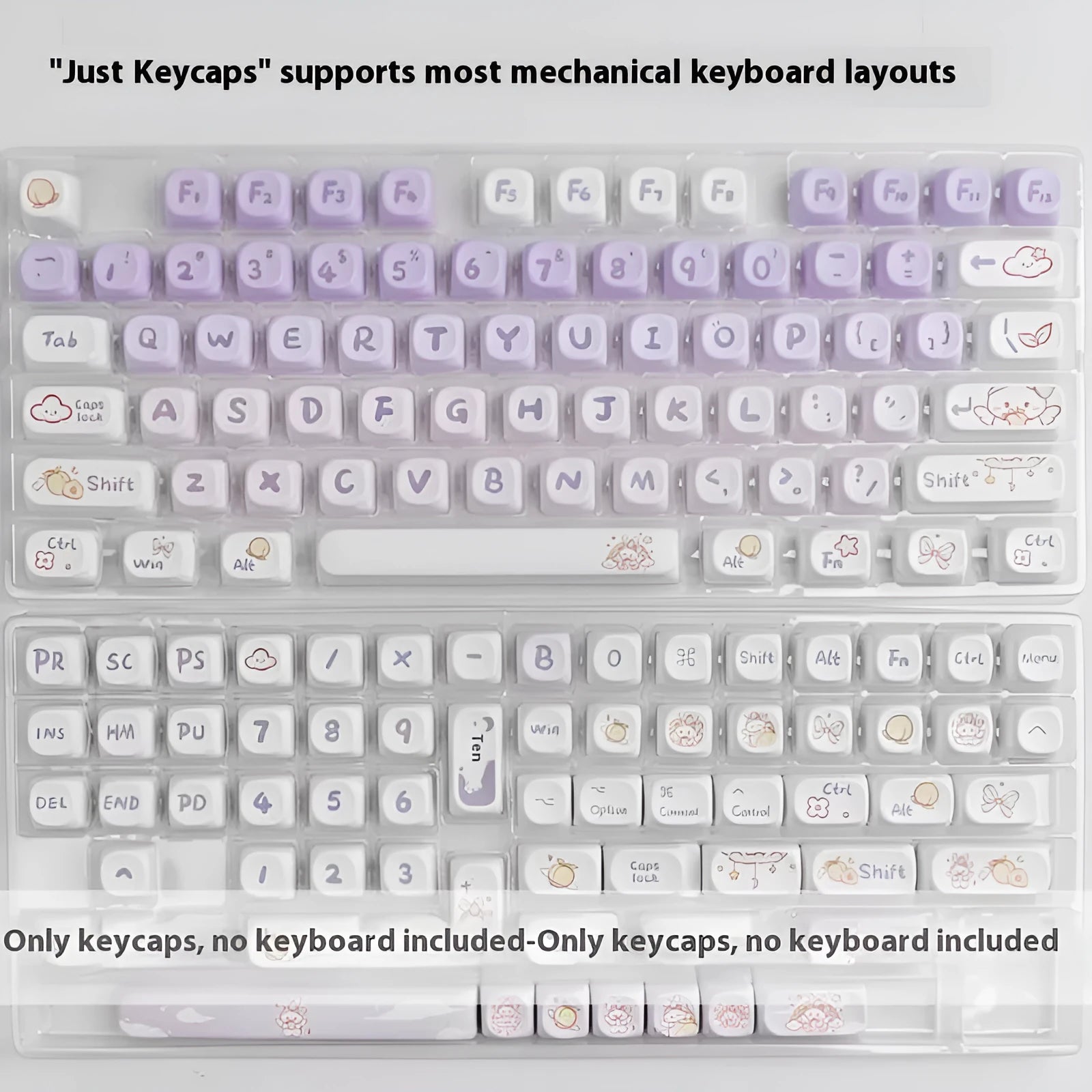 PBT gradient purple rabbit key caps for mechanical keyboards with sublimation printing