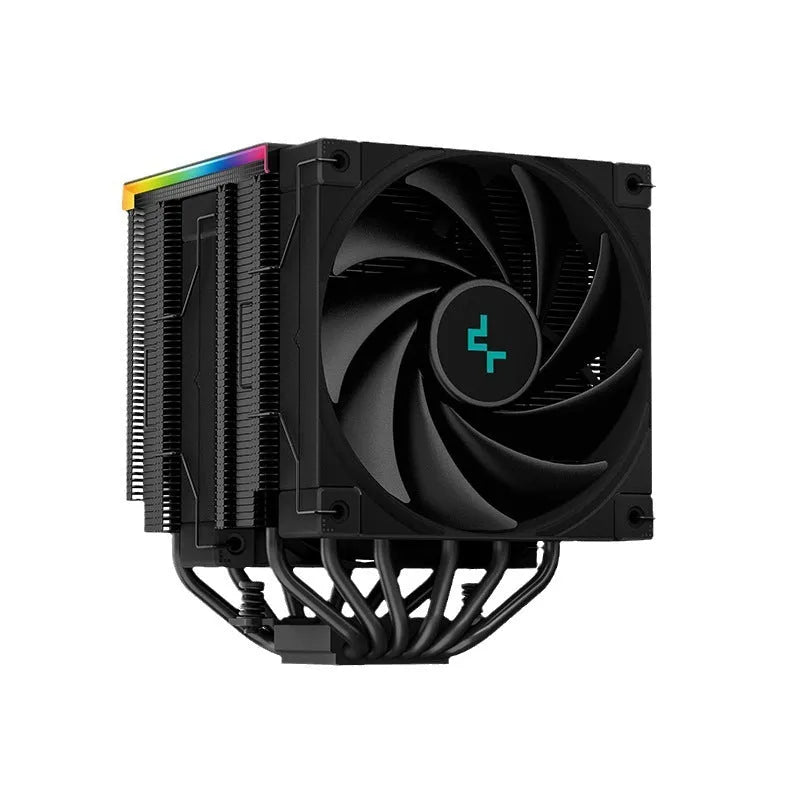 DeepCool twin tower CPU air cooler with digital display in black or white colour options