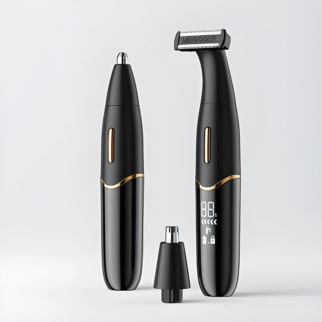 Multifunctional three-in-one electric shaver with USB charging in mysterious black