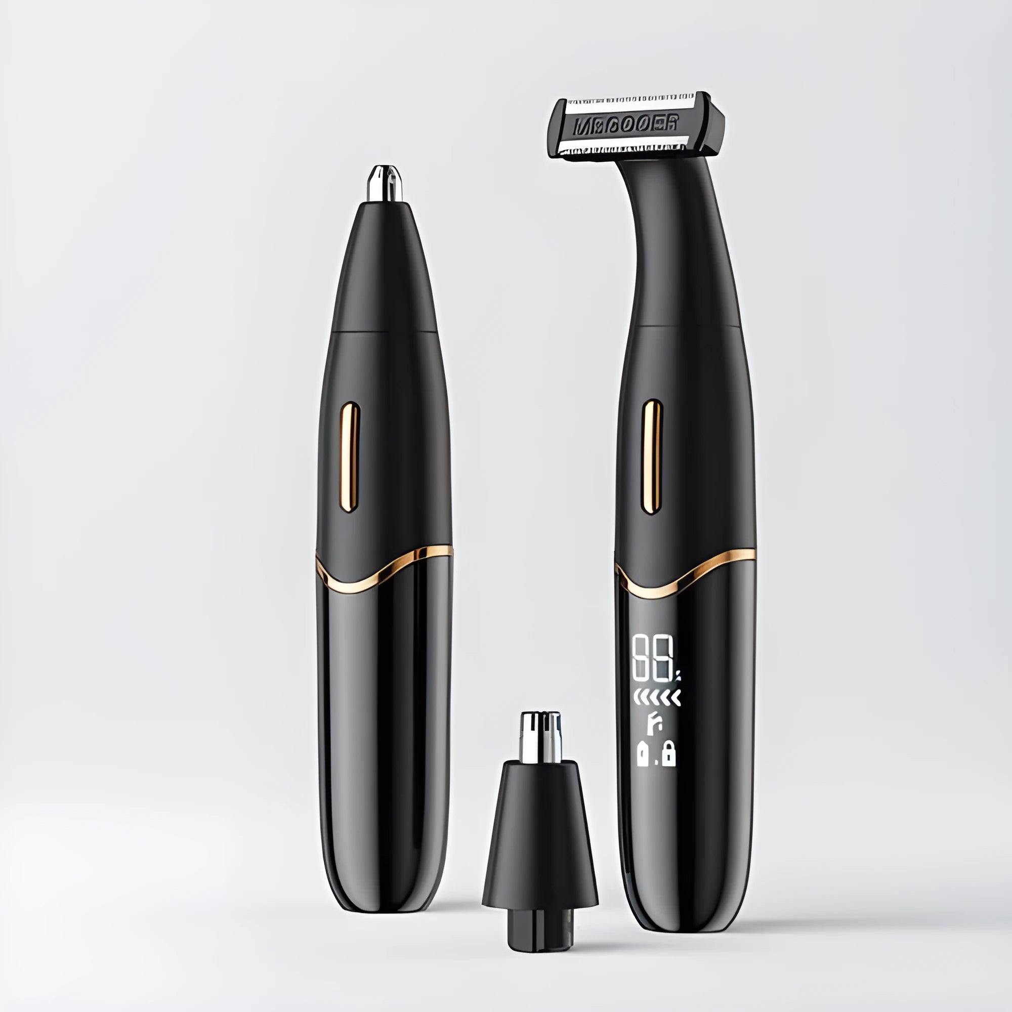 Multifunctional three-in-one electric shaver with USB charging in mysterious black