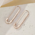 Rose gold copper pin earrings with geometric asymmetric shape and inlaid zircon for women