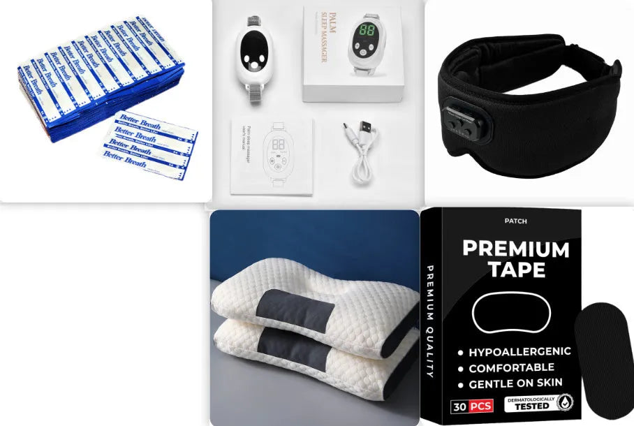 White intelligent sleep aid device with handheld remote control showing adjustable settings
