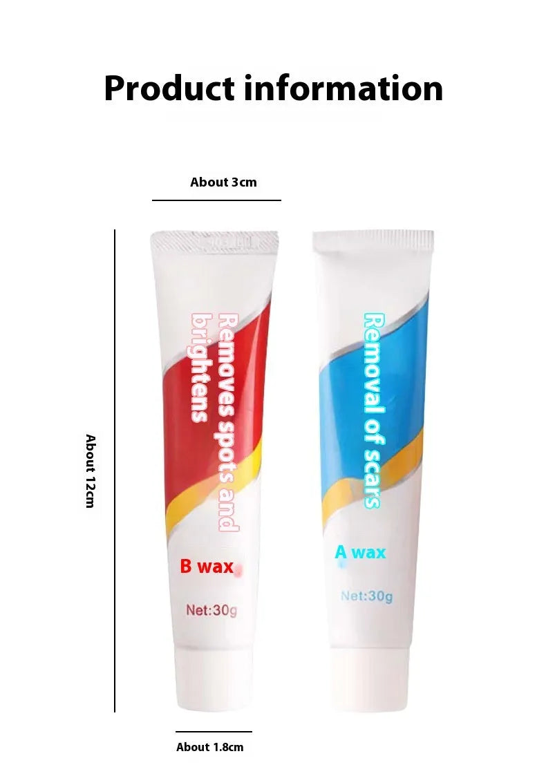 Car repair wax kit containing scratch removal A wax, brightening B wax, and frosted polishing sponge