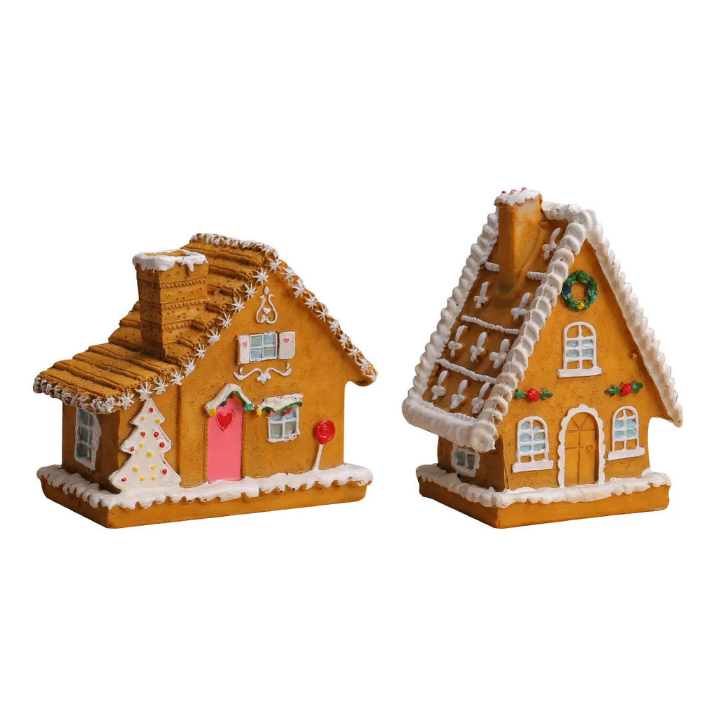 Christmas resin small house micro landscape with LED luminous glow, cartoon and modern simple style, colour T2-63A
