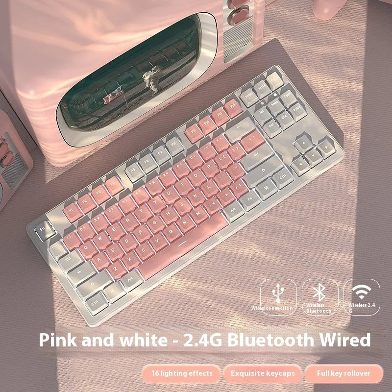Wireless Bluetooth mechanical keyboard in various colours with 87-key and 108-key layout options