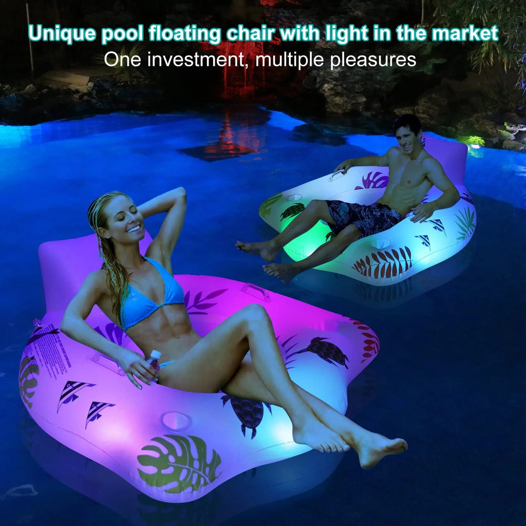White U-shaped luminous inflatable float on water