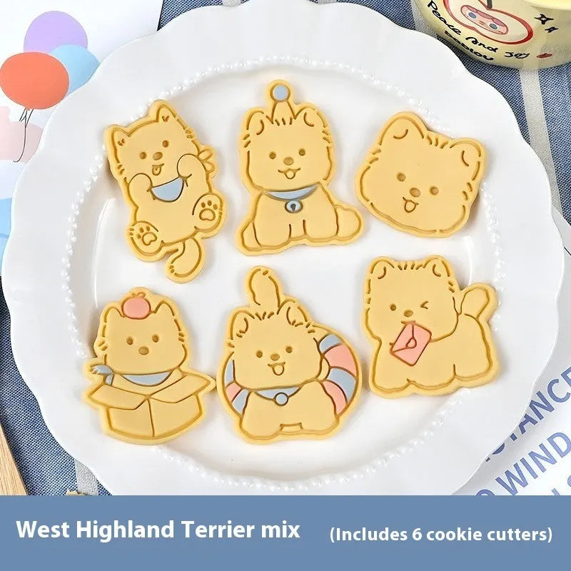 Plastic puppy biscuit mould with 3D cartoon designs for baking shaped treats