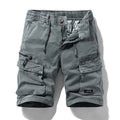 Men's cotton shorts with multiple pockets and zipper in army green colour
