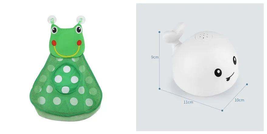 Automatic water-sensing whale bath toy with spray, lights, and music functions for baby bath time