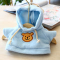 Cloth dog hoodie sweater shown in blue, available in 23cm and 42cm sizes with a grey bear pattern option.