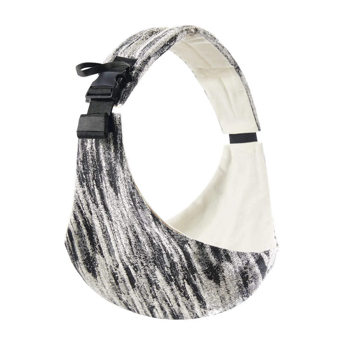 Front-carrying polyester baby sling carrier in pure black colour with adjustable straps for infant carrying up to 20kg