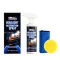 120ml headlight restoration spray bottle with PTFE formula, sponge applicator, and microfiber towel
