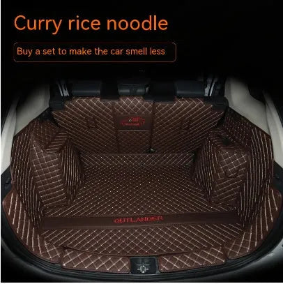 Mitsubishi Outlander 3D boot liner with high edges in a wine red colour with contrasting beige lines.