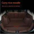 Mitsubishi Outlander 3D boot liner with high edges in a wine red colour with contrasting beige lines.