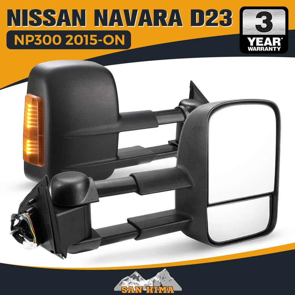 Black exterior electric rear view mirror for Nissan NP300 Navara D23 2015 onward models