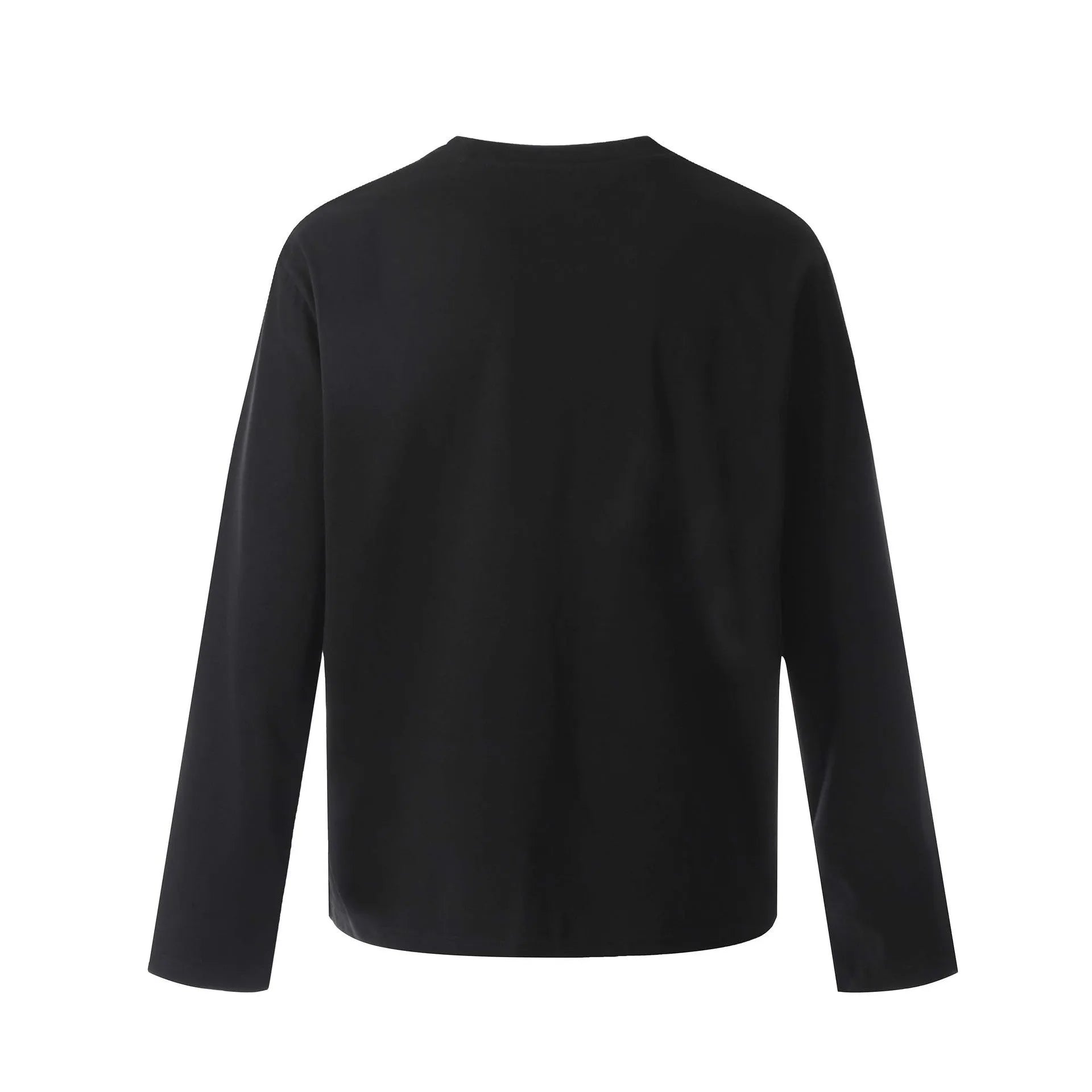 American retro loose design long sleeve cotton pullover in black and flower grey colours