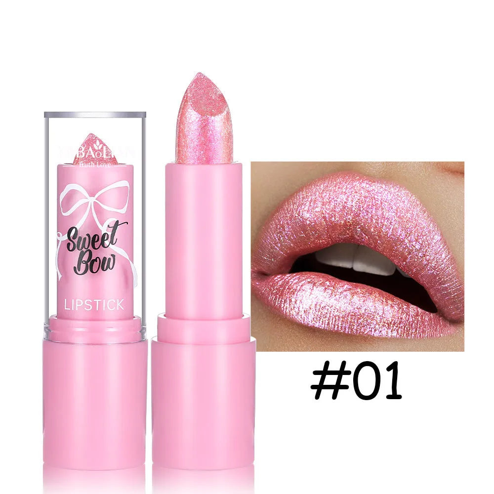 XINGX Diamond Lipstick with sweetheart bow design showing six colour options