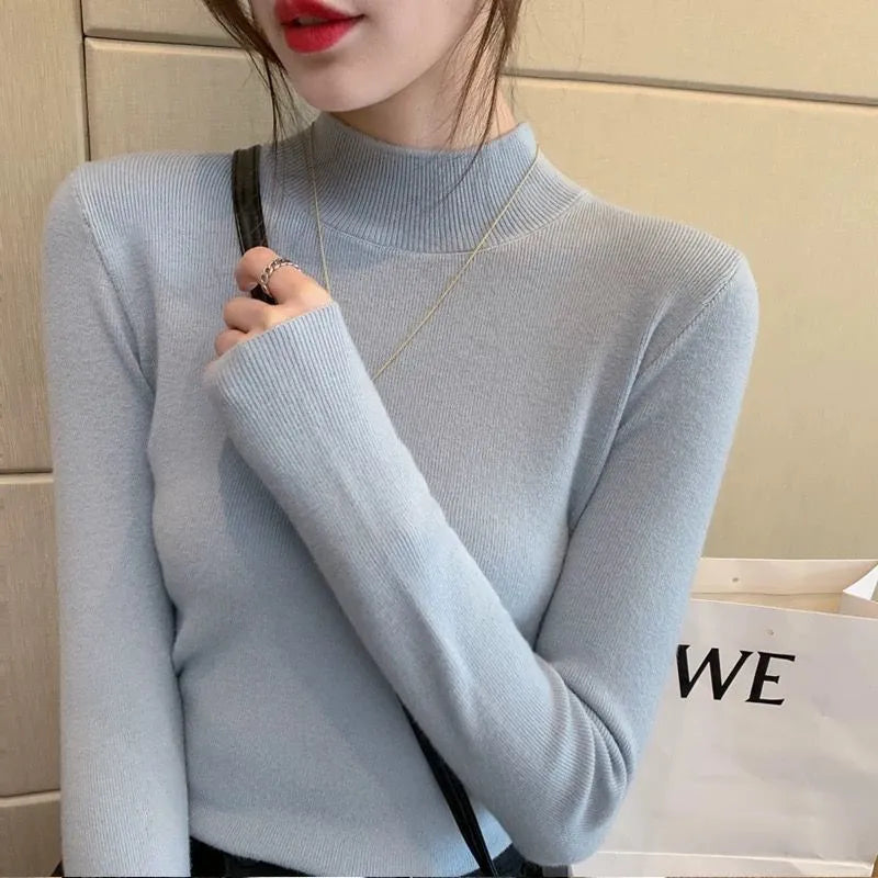 Slim fit viscose bottoming shirt in apricot colour with long sleeves