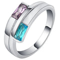 Silver-colour electroplated copper ring with inlaid zircon stones, shown in Ins style.