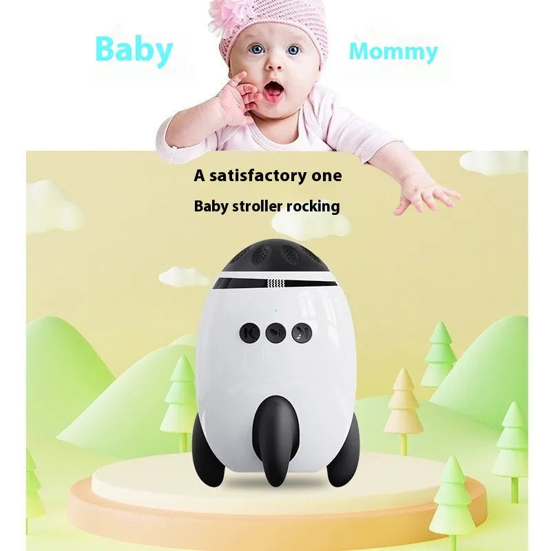 White portable baby stroller shaking device with automatic rocking and Bluetooth features