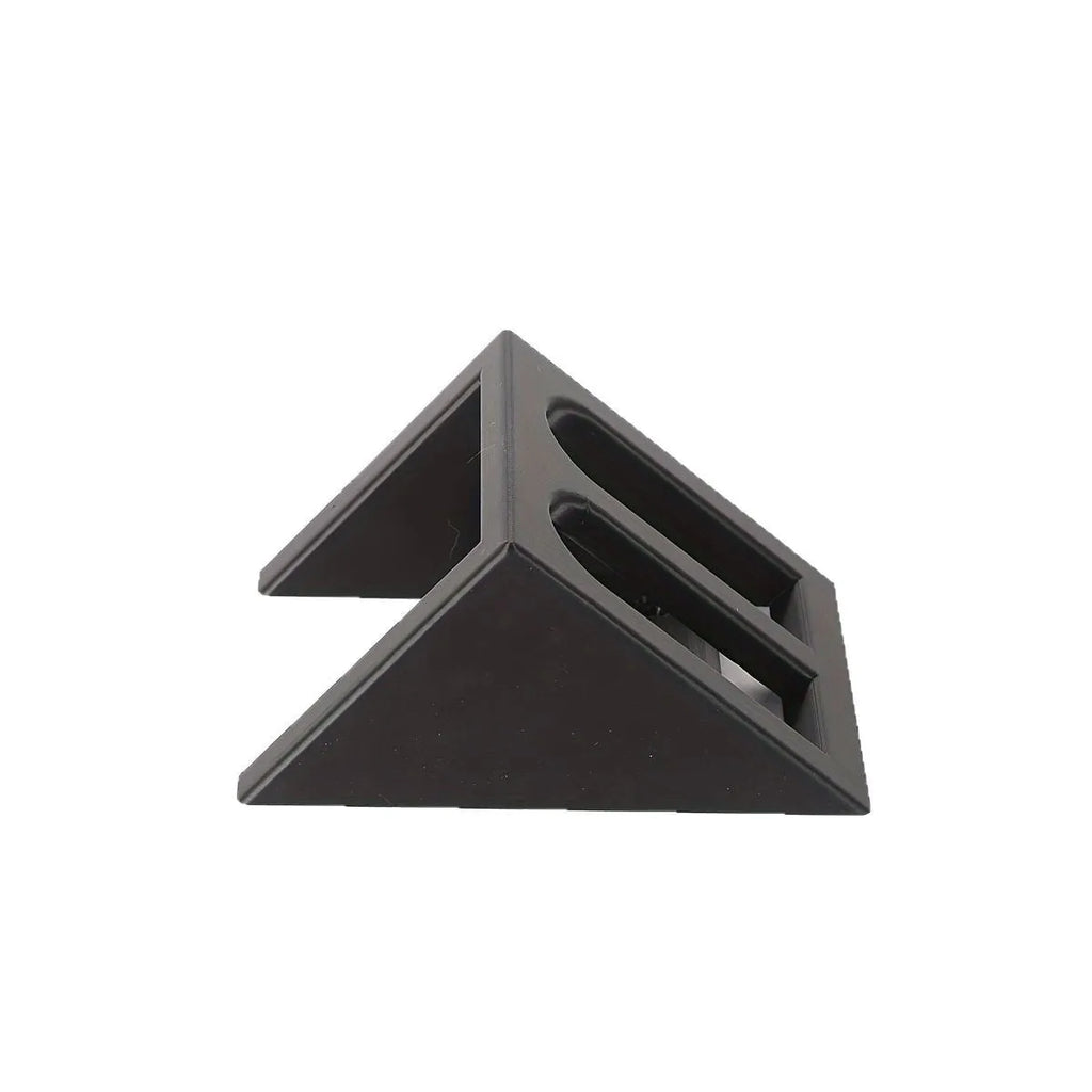 Black punk-style plastic pistol stand for replica firearm display