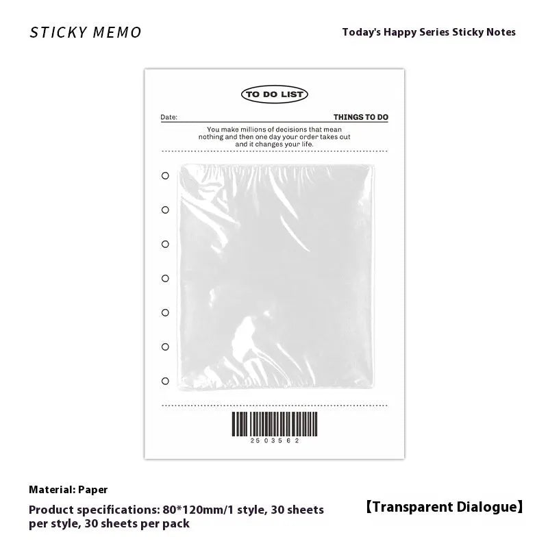 Happy Series message sticky notes pad showing four colour options with 30 pages