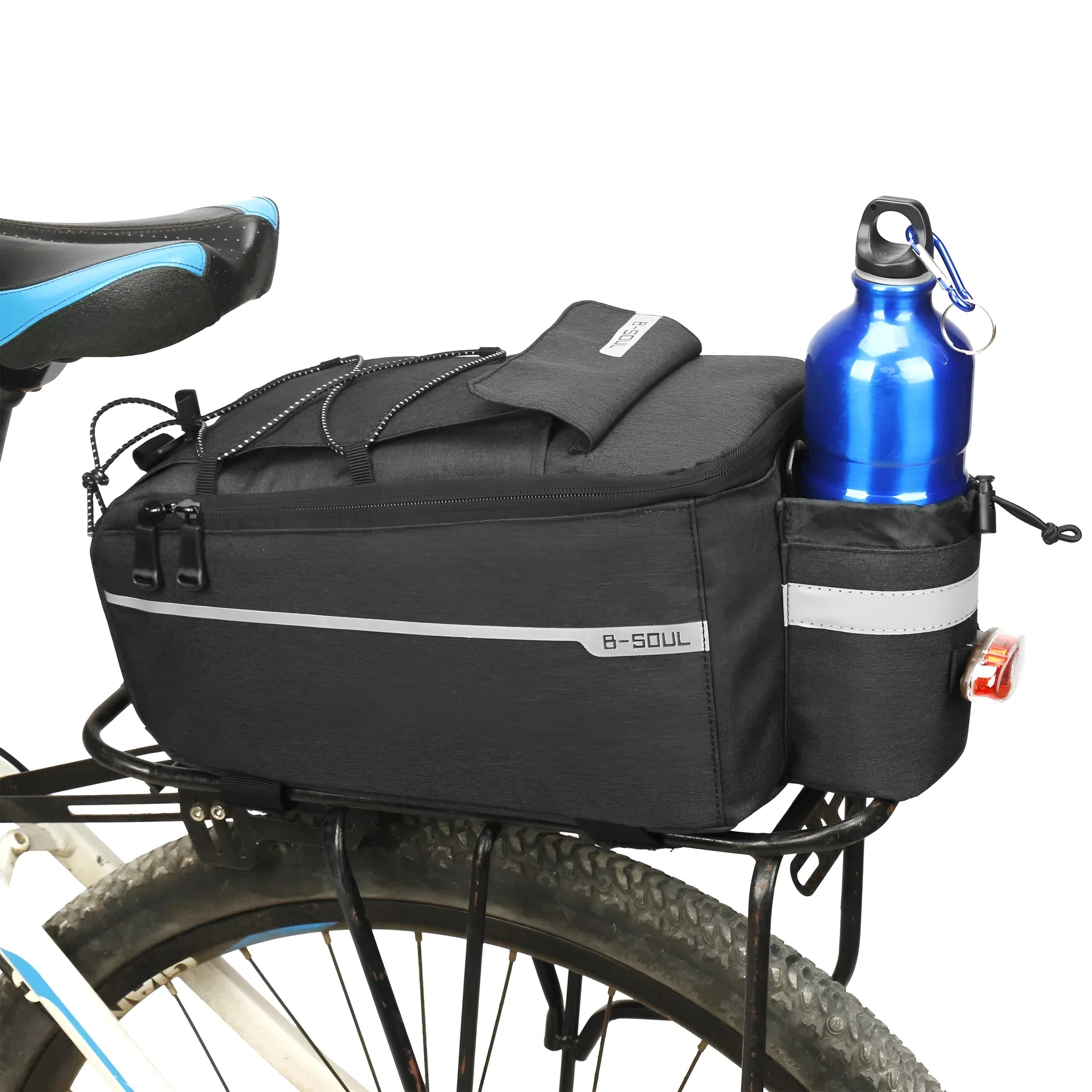 Rear seat bag for mountain bike electric car folding cycle 10L polyester black