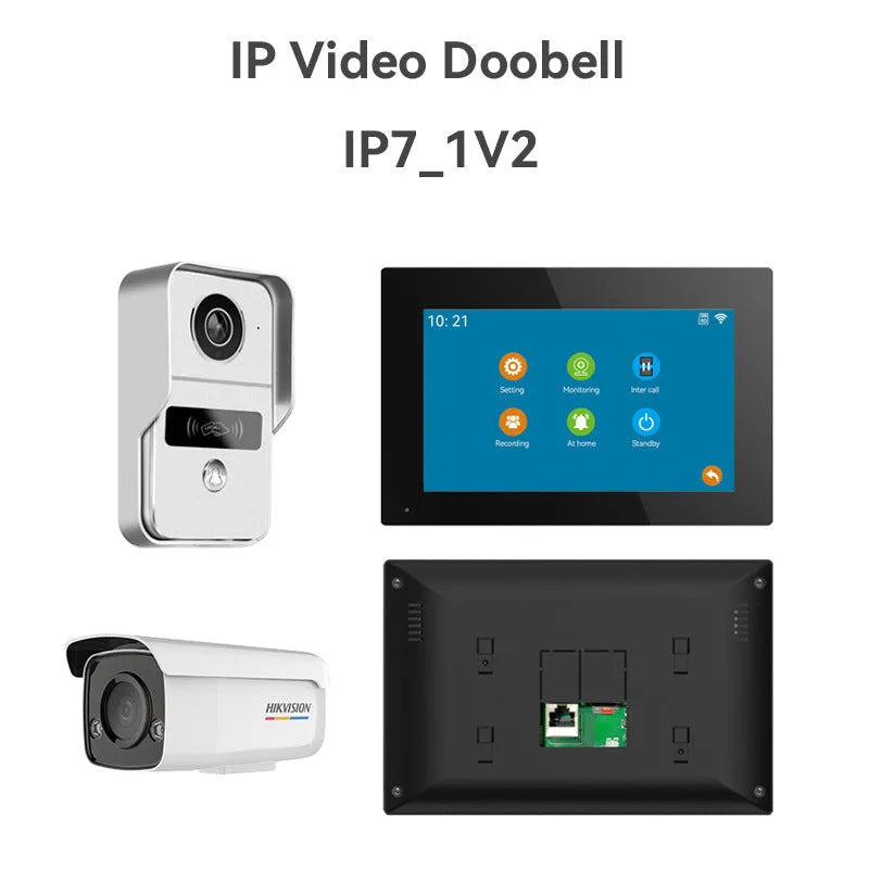 1080P HD video intercom doorbell system with 10-inch display and colour camera