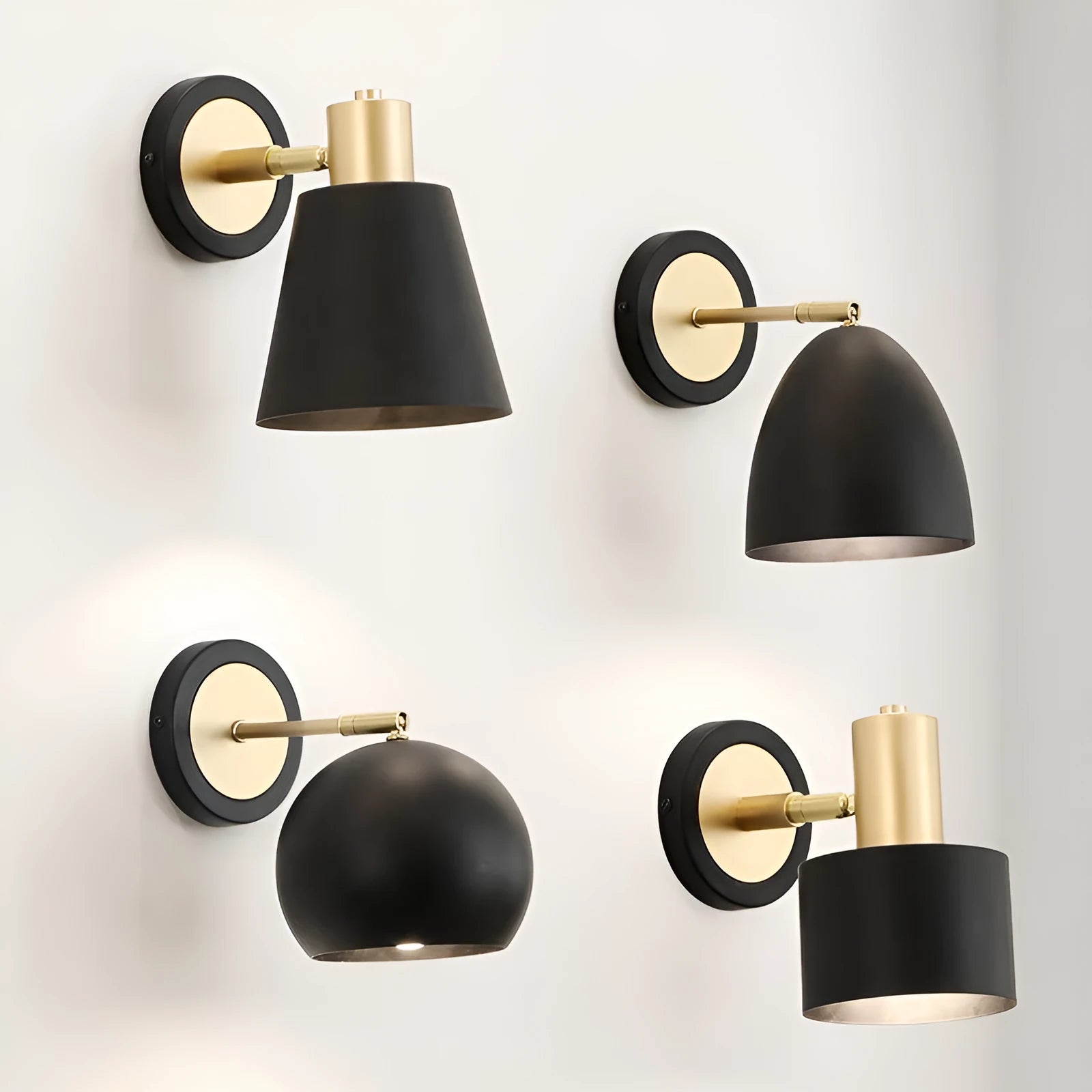 Nordic-style iron wall lamp mounted beside a bed with adjustable LED lighting