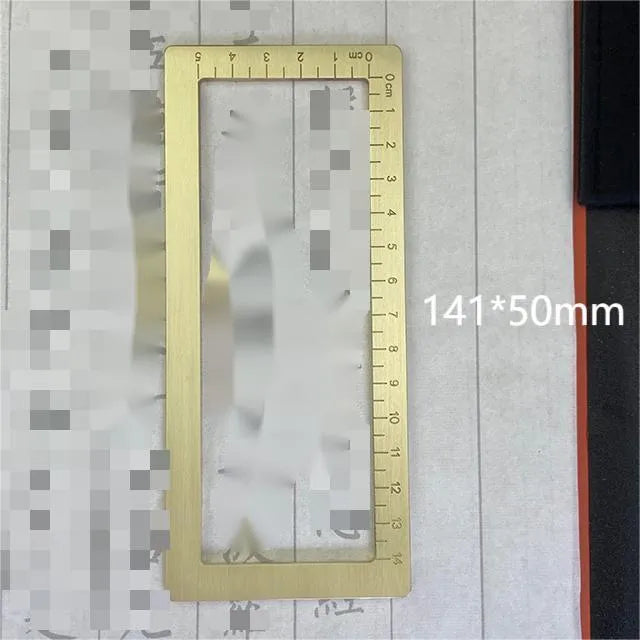 Solid brass calligraphy paper weight with carved square design for paper pressing