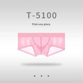 Men's seamless low waist underwear in ice silk nylon fabric showing ultra-thin sheer construction