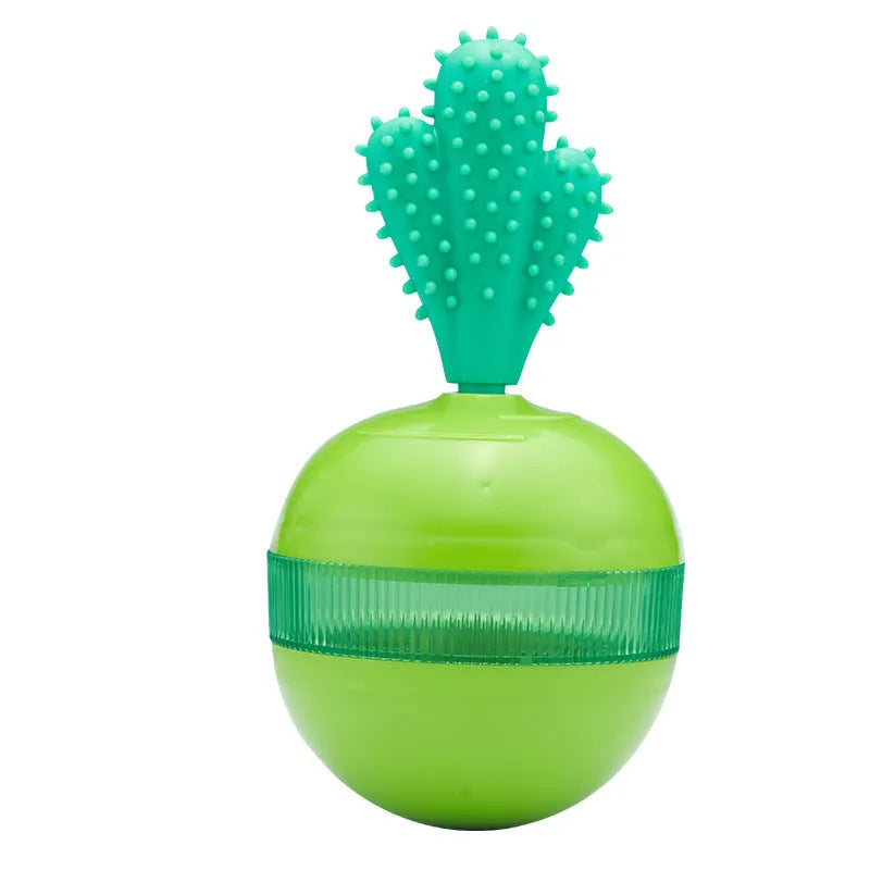 Blue durable rubber treat dispensing dog toy ball for medium and large dogs